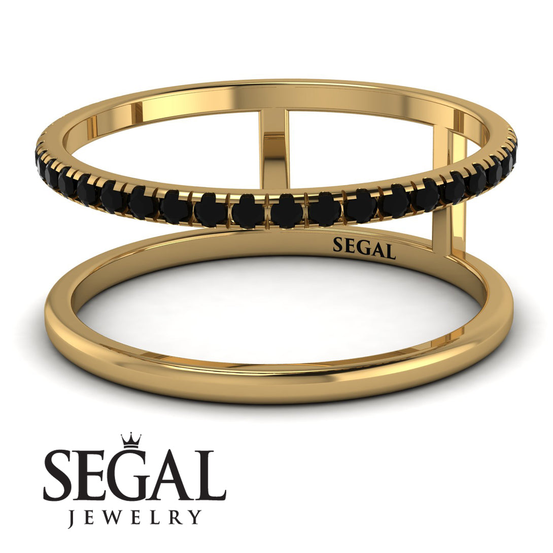 Custom Thin Double Black Diamond Band Ring - Morgan No. 700